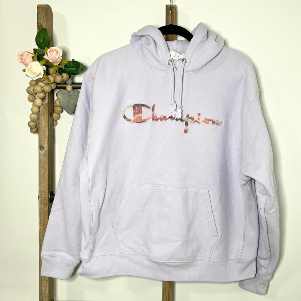 Champion Long Sleeve Hoodie Light Purple Sweatshirt Size 1X